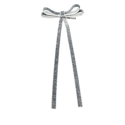 Shiny Ribbon Hair Clip – Silver